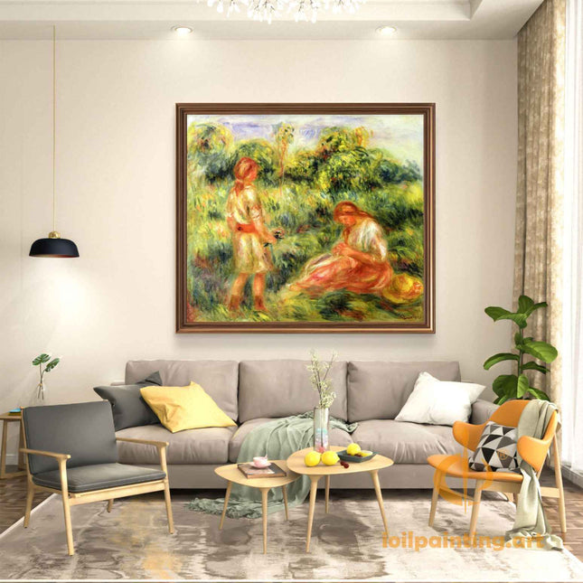 "Pierre-Auguste Renoir's 'Ladies in the Garden' - Premium Hand-Painted Impressionist Oil Painting Reproduction"