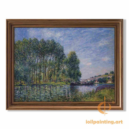 "Claude Monet Inspired 'Serene Riverside Landscape' - Premium Hand-Painted Oil Reproduction on Canvas"