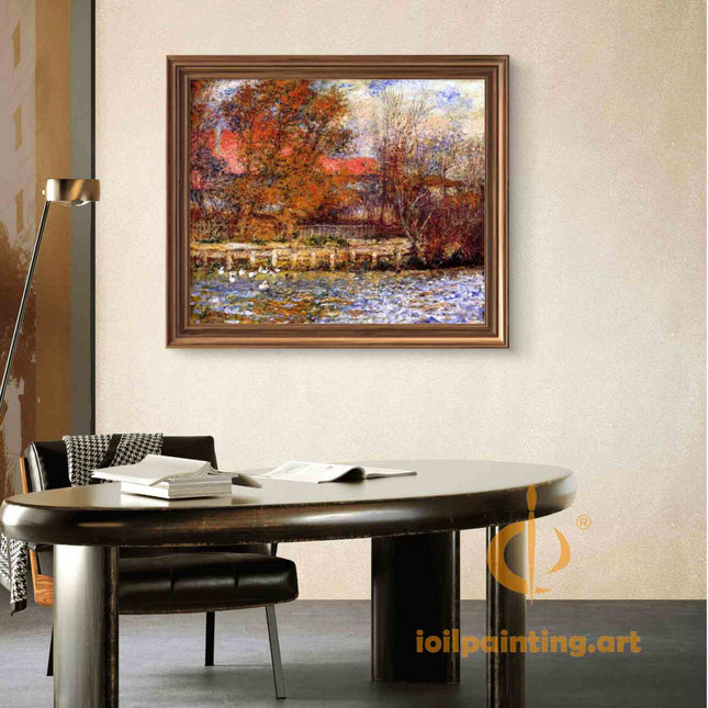 "John Constable Inspired 'Autumn Serenity by the Lake' - Premium Hand-Painted Oil Reproduction on Canvas"
