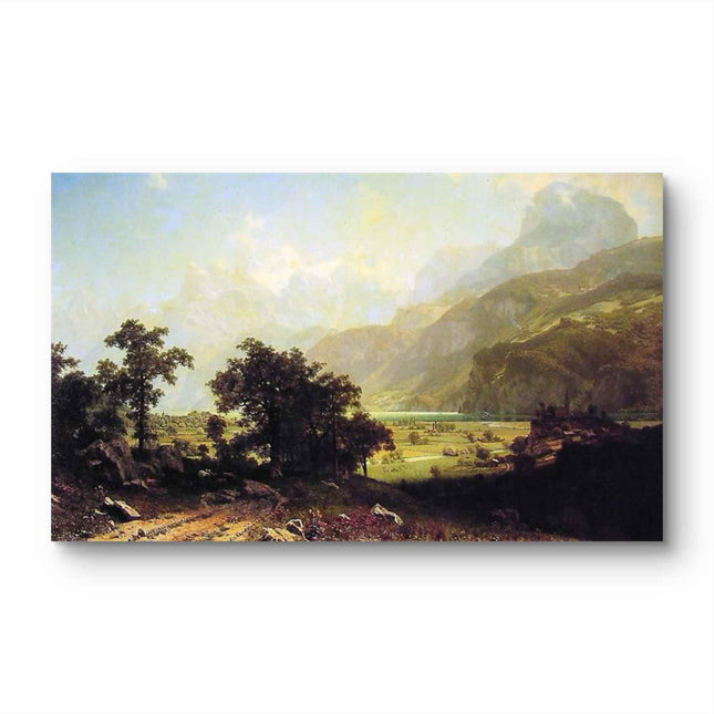 "Albert BIerstadt's 'English Countryside Serenity' - Hand-Painted Landscape Oil Painting Reproduction"