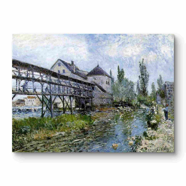"Alfred Sisley's 'Riverside Mill' - Hand-Painted Impressionist Oil Painting Reproduction"