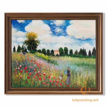 "Claude Monet Inspired 'Flower Field Stroll' - Premium Hand-Painted Oil Reproduction on Canvas"