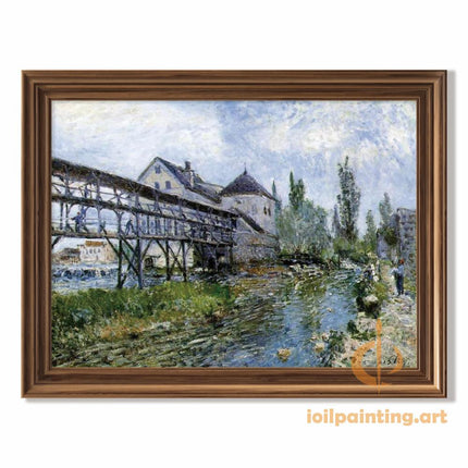 "Alfred Sisley's 'Riverside Mill' - Hand-Painted Impressionist Oil Painting Reproduction"