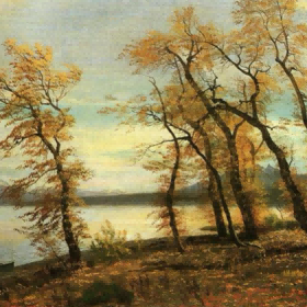 "John Constable's 'Golden Autumn Lakeside' - Hand-Painted Landscape Oil Painting Reproduction"
