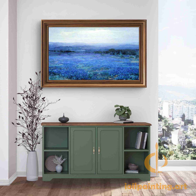 'Texas Bluebonnet Field' - Premium Hand-Painted Oil Reproduction on Canvas"