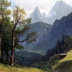 "Albert Bierstadt's 'Mountain Haven' - Hand-Painted Landscape Oil Painting Reproduction"