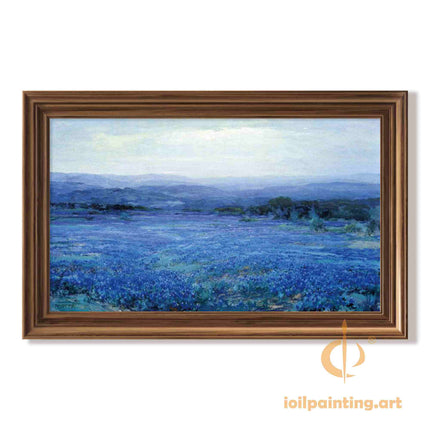 'Texas Bluebonnet Field' - Premium Hand-Painted Oil Reproduction on Canvas"