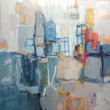 "Abstract Cityscape Oil Painting - Vibrant Urban Artwork for Modern Home & Office Decor"