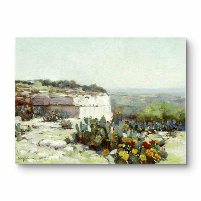 "Julian Onderdonk's 'Desert Bloom: Prickly Pear Cactus in Texas Spring' - Premium Hand-Painted Oil Reproduction on Canvas"