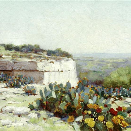 "Julian Onderdonk's 'Desert Bloom: Prickly Pear Cactus in Texas Spring' - Premium Hand-Painted Oil Reproduction on Canvas"
