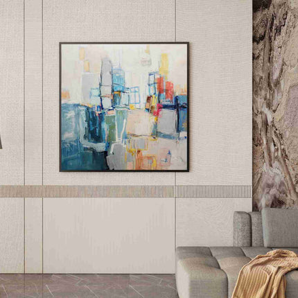 "Abstract Cityscape Oil Painting - Vibrant Urban Artwork for Modern Home & Office Decor"