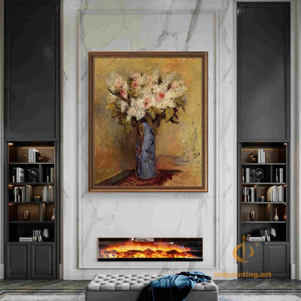 "Vincent van Gogh's 'Blue Vase with Mixed Flowers' - Hand-Painted Floral Still Life Oil Painting Reproduction"