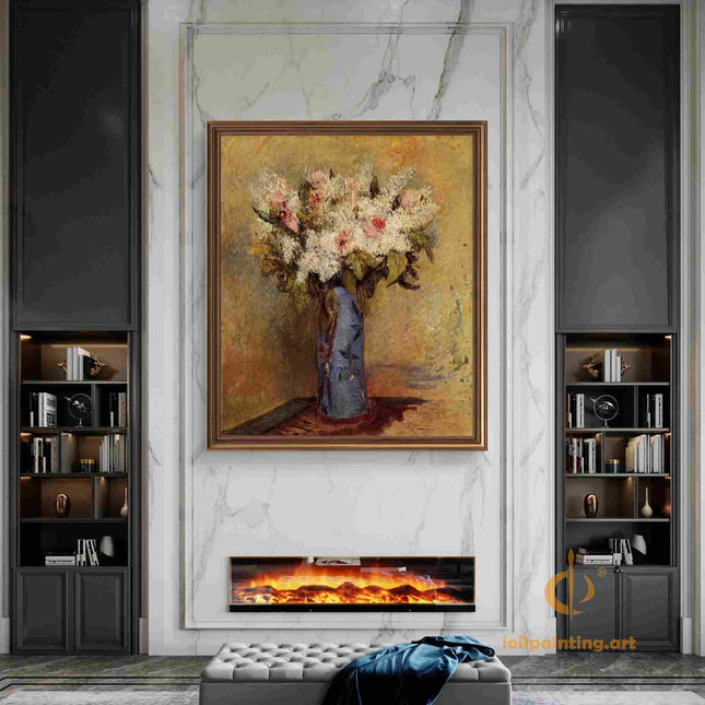 "Vincent van Gogh's 'Blue Vase with Mixed Flowers' - Hand-Painted Floral Still Life Oil Painting Reproduction"