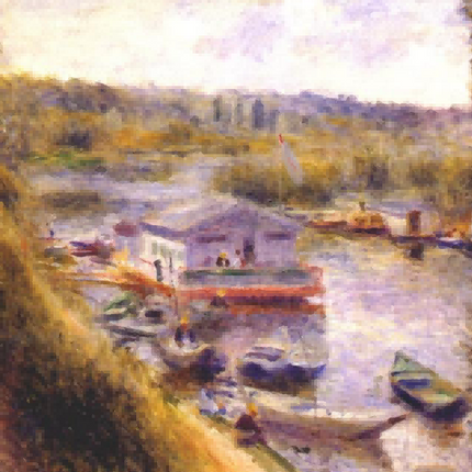 "Pierre-Auguste Renoir's 'Riverside Serenity' - Hand-Painted Impressionist Oil Painting Reproduction"