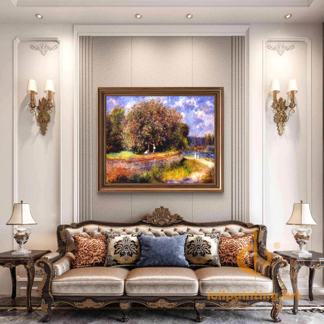 "Claude Monet Inspired 'Autumn Countryside Serenity' - Premium Hand-Painted Oil Reproduction on Canvas"