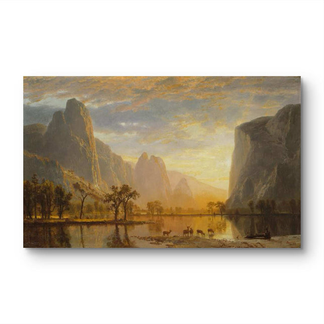 "Albert Bierstadt's 'Lakeside Serenity' - Hand-Painted Landscape Oil Painting Reproduction"