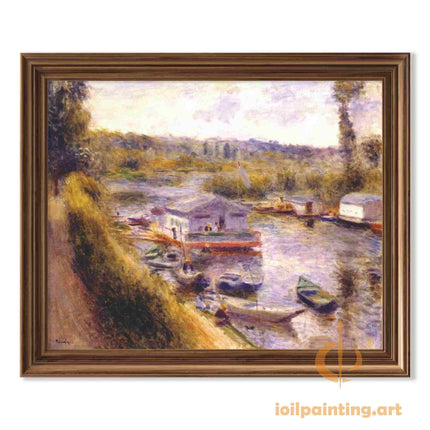 "Pierre-Auguste Renoir's 'Riverside Serenity' - Hand-Painted Impressionist Oil Painting Reproduction"