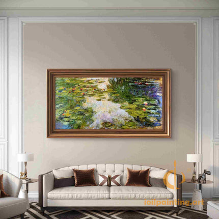 "Claude Monet's 'Water Lilies' - Premium Hand-Painted Oil Reproduction on Canvas"