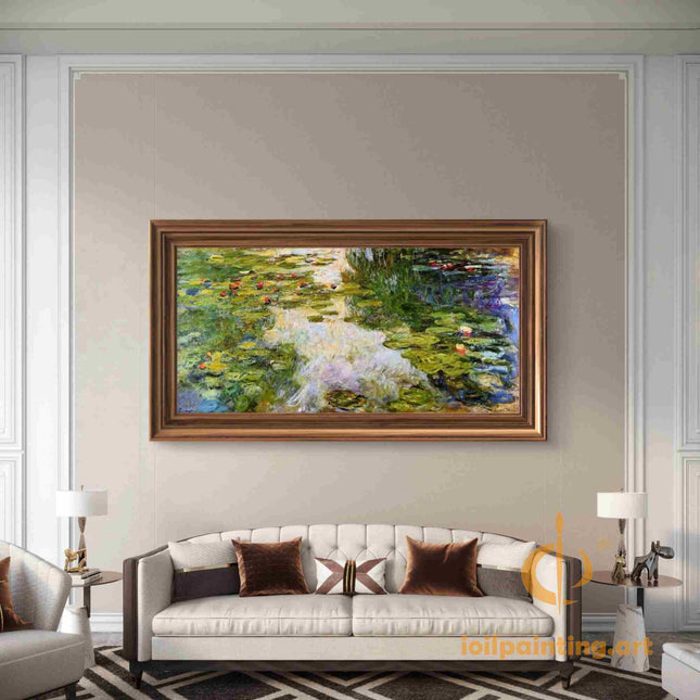 "Claude Monet's 'Water Lilies' - Premium Hand-Painted Oil Reproduction on Canvas"