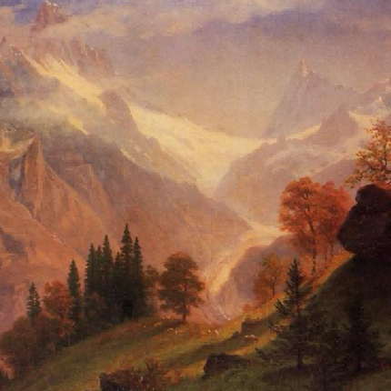 "Albert Bierstadt's 'Mountain Majesty' - Hand-Painted Landscape Oil Painting Reproduction"