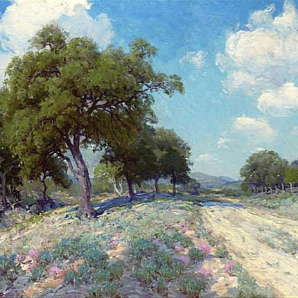 "Julian Onderdonk's 'Countryside Serenity: Lush Trees & Winding Path' Oil Painting Reproduction on Canvas"