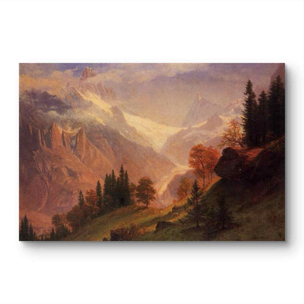 "Albert Bierstadt's 'Mountain Majesty' - Hand-Painted Landscape Oil Painting Reproduction"