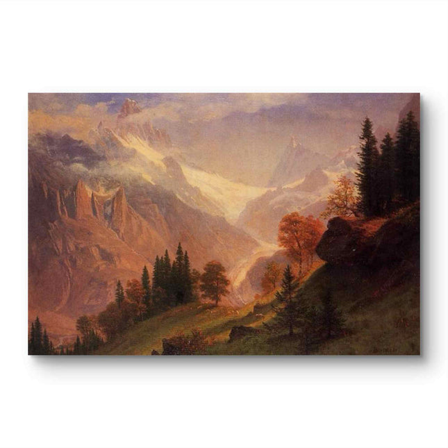 "Albert Bierstadt's 'Mountain Majesty' - Hand-Painted Landscape Oil Painting Reproduction"