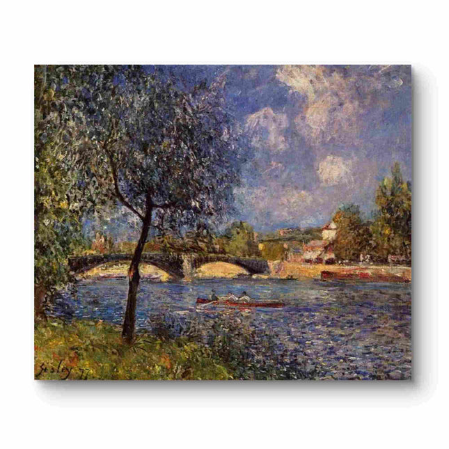 "Alfred Sisley's 'Riverside Tranquility' - Hand-Painted Impressionist Oil Painting Reproduction"