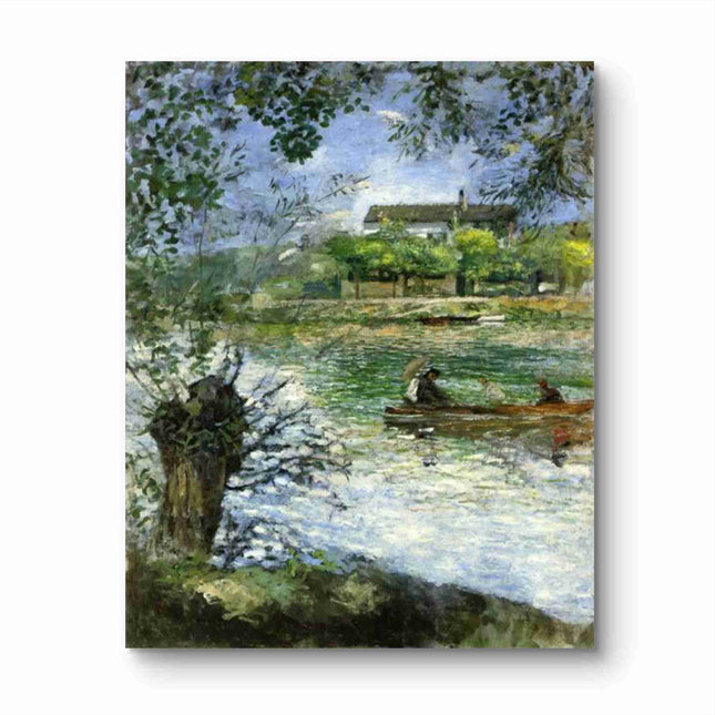 "Alfred Sisley's 'Riverside Serenity' - Hand-Painted Impressionist Oil Painting Reproduction"