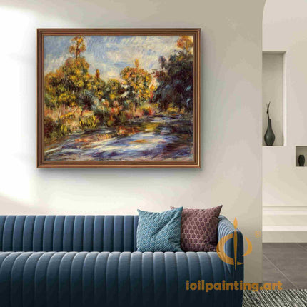 "Pierre-Auguste Renoir's 'Autumn Stream' - Premium Hand-Painted Oil Painting Reproduction"