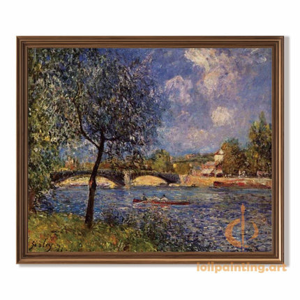 "Alfred Sisley's 'Riverside Tranquility' - Hand-Painted Impressionist Oil Painting Reproduction"
