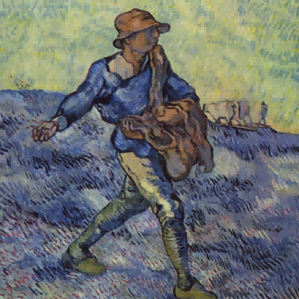 "Vincent van Gogh's 'The Sower in Blue' - Premium Hand-Painted Oil Reproduction on Canvas"
