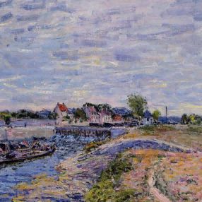 "Alfred Sisley's 'Serene Riverside' - Hand-Painted Impressionist Oil Painting Reproduction"