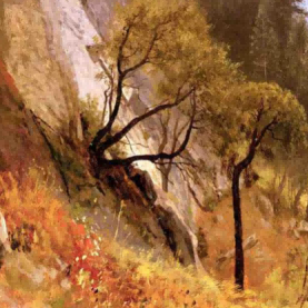 "Albert BIerstadt's 'Twisted Oaks at Sunset' - Hand-Painted Landscape Oil Painting Reproduction"