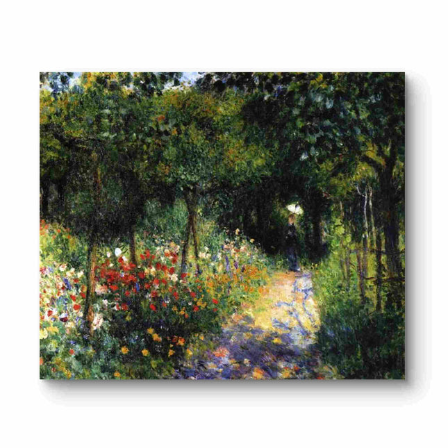 "Claude Monet's 'Garden Pathway with Parasol' - Hand-Painted Impressionist Oil Painting Reproduction"