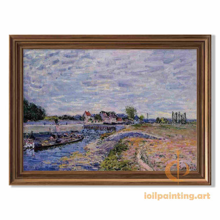 "Alfred Sisley's 'Serene Riverside' - Hand-Painted Impressionist Oil Painting Reproduction"