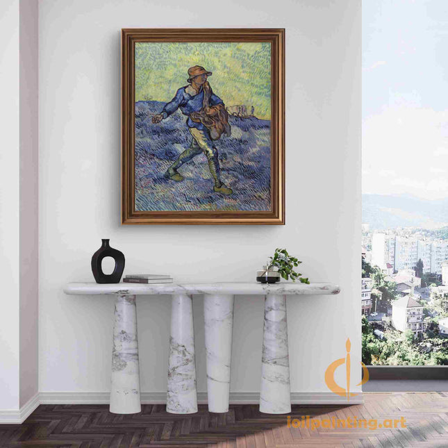 "Vincent van Gogh's 'The Sower in Blue' - Premium Hand-Painted Oil Reproduction on Canvas"