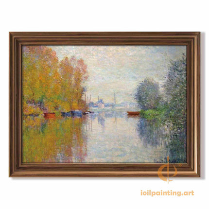 "Claude Monet's 'Serene Riverside in Autumn' - Premium Hand-Painted Oil Reproduction on Canvas"