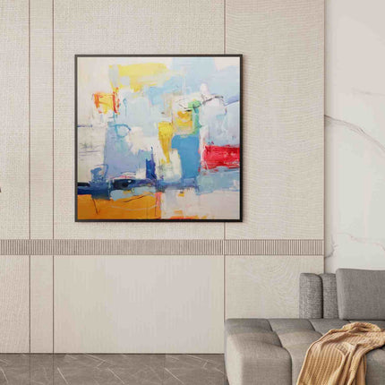 "Expressive Abstract Oil Painting - Bold Color Harmony - Handmade Contemporary Wall Art for Modern Interiors"