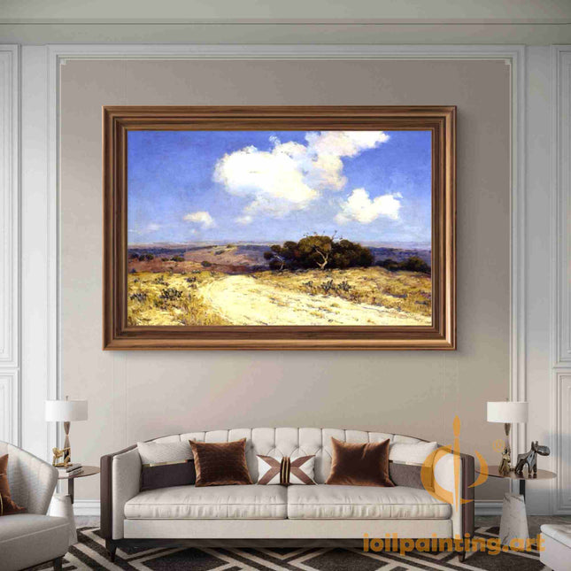 "Julian Onderdonk's 'Country Path in Summer' Oil Painting Reproduction - Serene Landscape with Towering Trees"