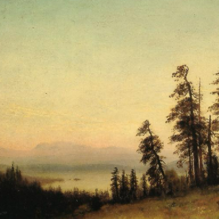 "Albert Bierstadt's 'Lakeside Tranquility' - Hand-Painted Landscape Oil Painting Reproduction"