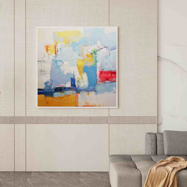 "Expressive Abstract Oil Painting - Bold Color Harmony - Handmade Contemporary Wall Art for Modern Interiors"