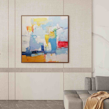 "Expressive Abstract Oil Painting - Bold Color Harmony - Handmade Contemporary Wall Art for Modern Interiors"