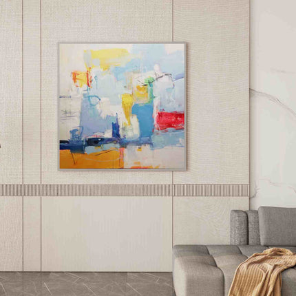 "Expressive Abstract Oil Painting - Bold Color Harmony - Handmade Contemporary Wall Art for Modern Interiors"