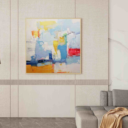 "Expressive Abstract Oil Painting - Bold Color Harmony - Handmade Contemporary Wall Art for Modern Interiors"
