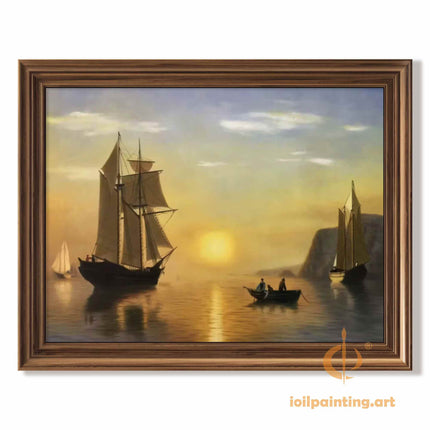 "Ivan Aivazovsky's 'Sailing into Sunset' - Premium Hand-Painted Oil Reproduction on Canvas"