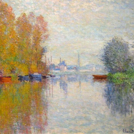 "Claude Monet's 'Serene Riverside in Autumn' - Premium Hand-Painted Oil Reproduction on Canvas"
