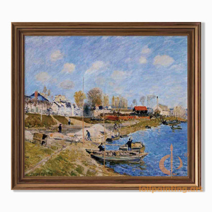 "Alfred Sisley's 'Riverside Village Life' - Hand-Painted Impressionist Oil Painting Reproduction"