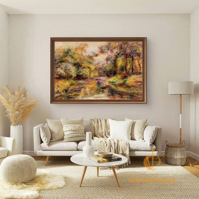 "Pierre-Auguste Renoir's 'Autumn Stream' - Premium Hand-Painted Impressionist Oil Painting Reproduction"