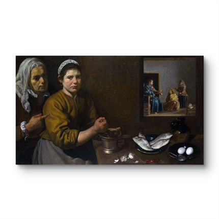 "Diego Velázquez's 'The Kitchen Maid with Still Life' - Hand-Painted Baroque Oil Painting Reproduction"